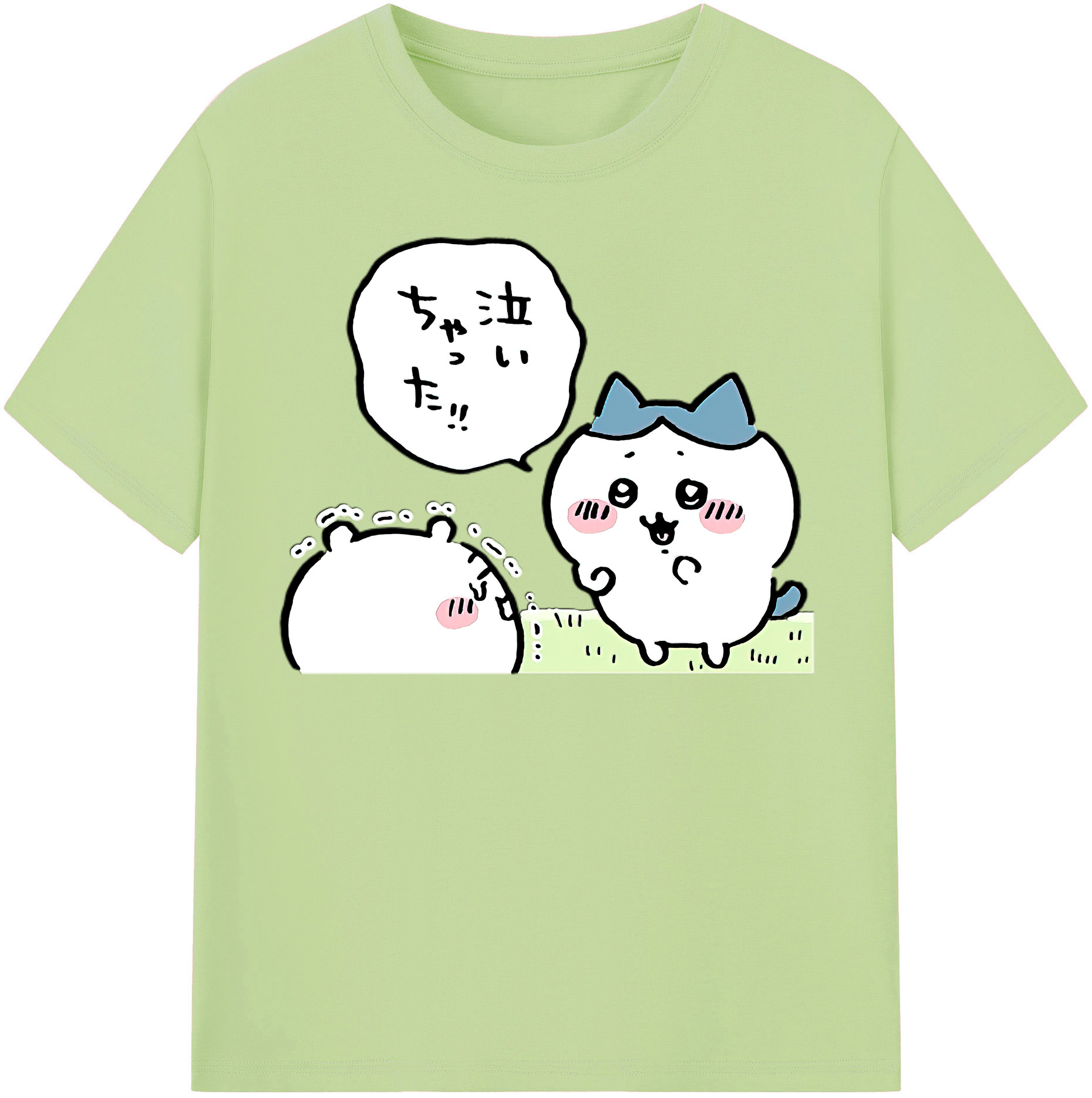 （画像用） ちいかわ ハチワレ Chii-kawa hachiware 綿100％半袖Tシャツ（フロントプリント）